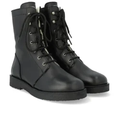 Angulus 7456 snørestøvle i sort skind med uldfoer