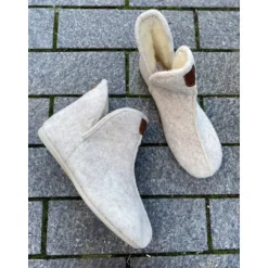 Bella Moda V23250 hjemmesko i creme med 100% uldfoer