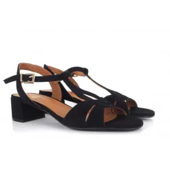 Billi Bi 2601 sandal i sort ruskind med blokhæl