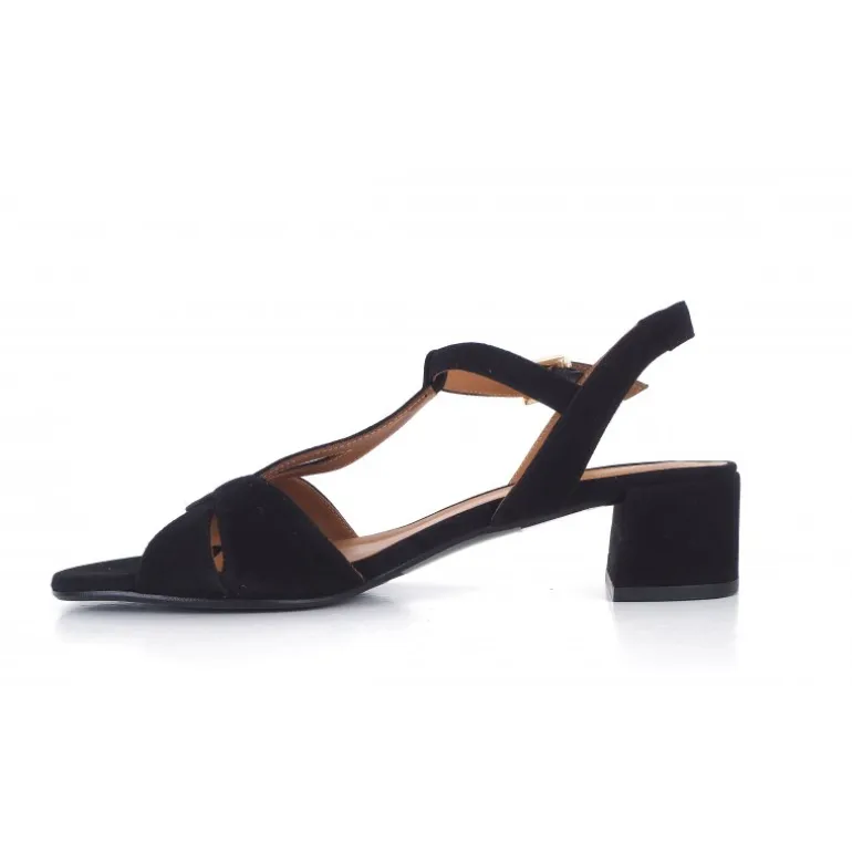 Billi Bi 2601 sandal i sort ruskind med blokhæl