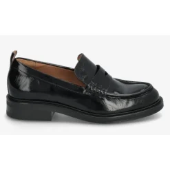 Billi Bi A8446 loafers i sort lakskind med camel stribe bagpå