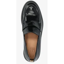 Billi Bi A8446 loafers i sort lakskind med camel stribe bagpå