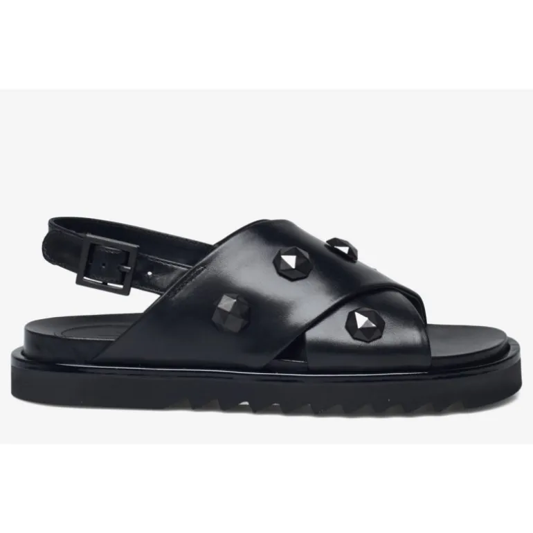 Billi Bi A1574 sandal i sort skind med nitter