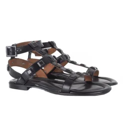 Billi Bi A1625 sandal i sort skind med remme og nitter