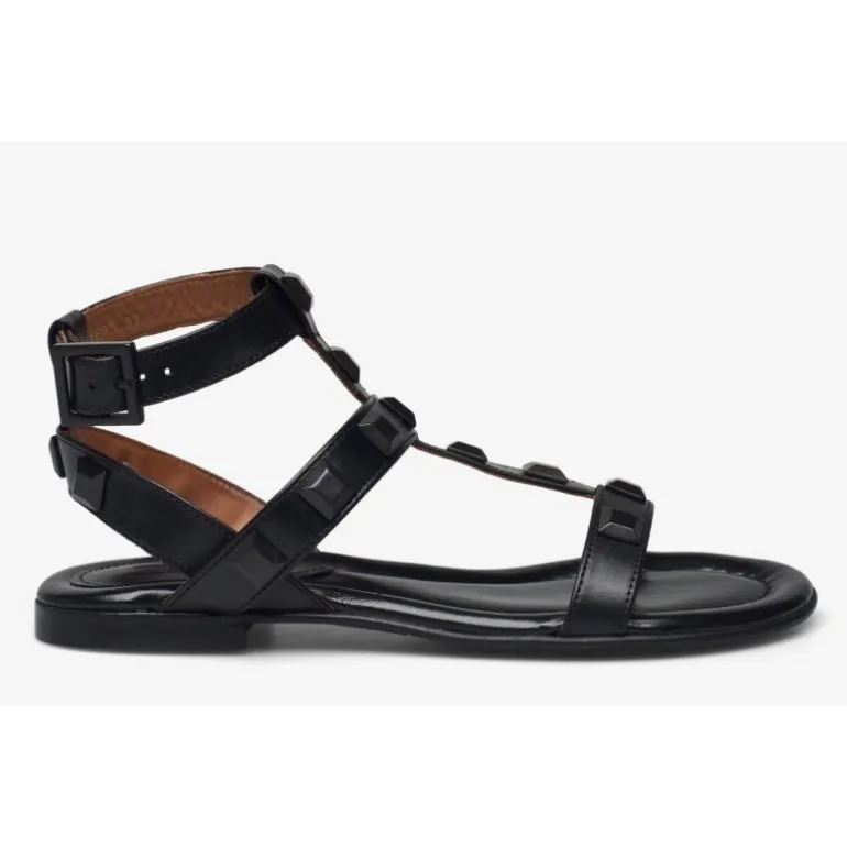 Billi Bi A1625 sandal i sort skind med remme og nitter