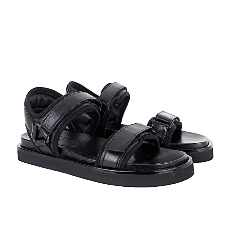 Billi Bi A6408 sandal i sort skind med velcro remme