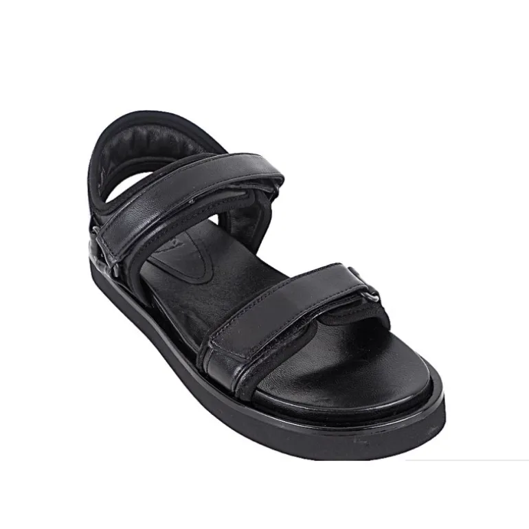 Billi Bi A6408 sandal i sort skind med velcro remme