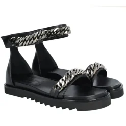 Billi Bi A1572 sandaler i sort skind med sorte kæder