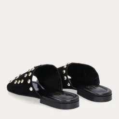 Billi Bi A7110 slip in sandal i sort ruskind med nitter