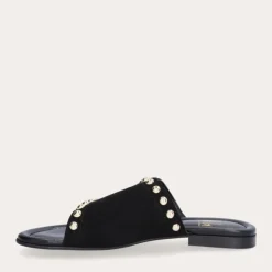 Billi Bi A7110 slip in sandal i sort ruskind med nitter
