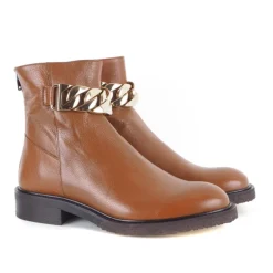 Billi BI A1266 støvle i cognac skind med guldkæde fortil