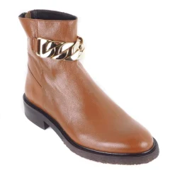 Billi BI A1266 støvle i cognac skind med guldkæde fortil