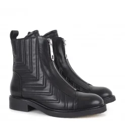 Billi Bi A1267 støvle i sort skind med lynlåse fortil