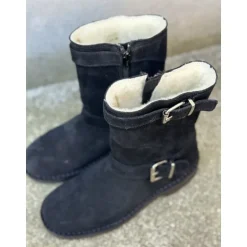 Billi Bi T16954 støvle i sort ruskind med uldfoer