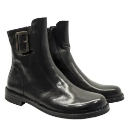 Bubetti 2047 (BRED LÆST) støvle i sort skind med spænde