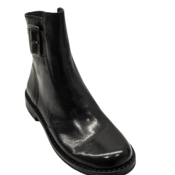 Bubetti 2047 (BRED LÆST) støvle i sort skind med spænde