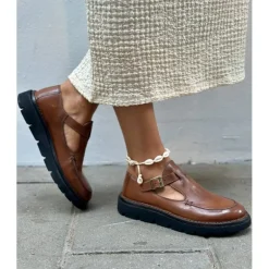 Bubetti 10111 loafer i cognac skind med rem