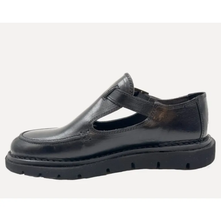 Bubetti 10111 loafer i sort skind med rem