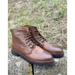 Bubetti 10124 snørestøvle i vasket skind i kork