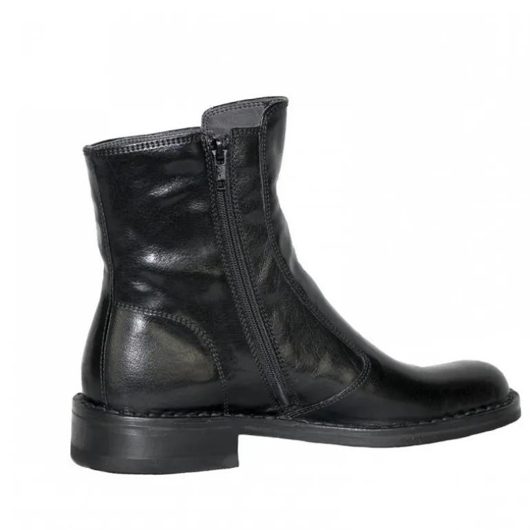 Bubetti 2047 sort støvle i skind med spænde på ydersiden