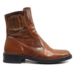 Bubetti 2047 støvle i cognac farvet skind med spænde på ydersiden