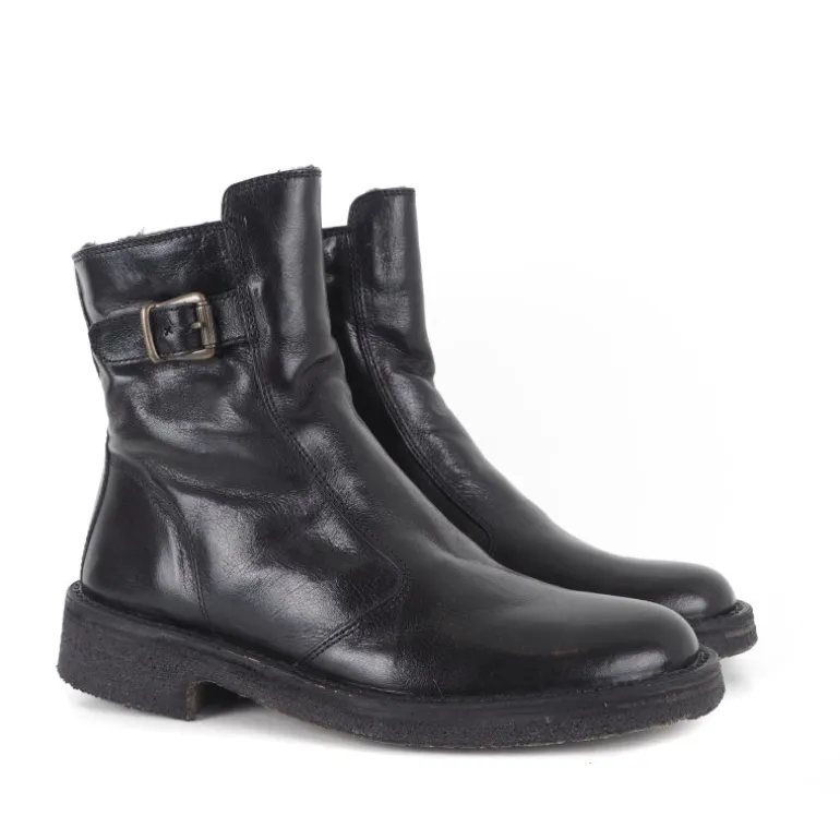 Bubetti 9783 støvle i sort skind med lammepels foer