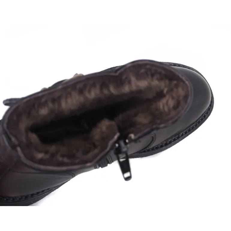 Bubetti 9783 støvle i sort skind med lammepels foer