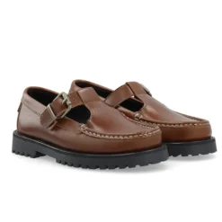 Cashott CASLENA Mary Jane loafer i cognac skind