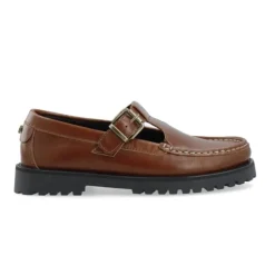 Cashott CASLENA Mary Jane loafer i cognac skind