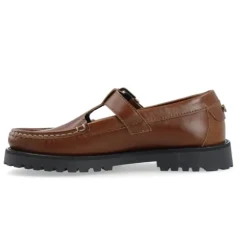 Cashott CASLENA Mary Jane loafer i cognac skind