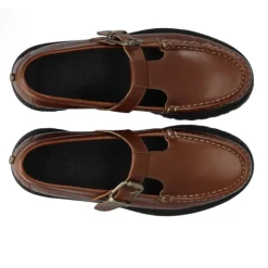 Cashott CASLENA Mary Jane loafer i cognac skind