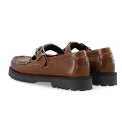 Cashott CASLENA Mary Jane loafer i cognac skind