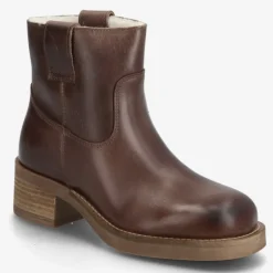 Pavement Jenny Wool ankelstøvle i brun vintage læder med foer