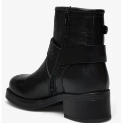 Pavement Zevil Wool - bikerstøvle i sort skind med uldfoer