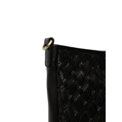 RE:DESIGNED Taske Mika Medium i sort flettet skind