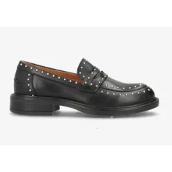 Shoedesign Lashes Loafer i sort skind med nitter