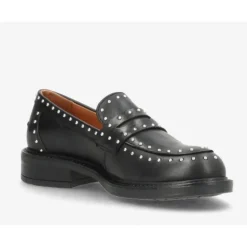 Shoedesign Lashes Loafer i sort skind med nitter