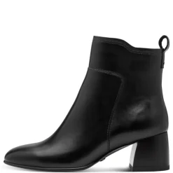 Tamaris 25323 ankelstøvle i sort skind med en lille hæl