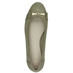 Tamaris 22112 ballerina i lys grøn boucle