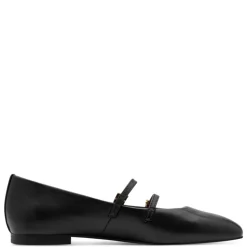 Tamaris 22142 ballerina sko i sort skind med remme