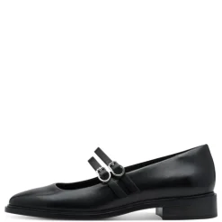 Tamaris 22131 ballerina sko med rem i sort skind