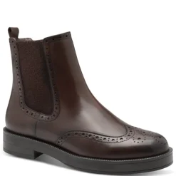 Tamaris 25338 chelsea støvle i mørkebrun skind med stikninger