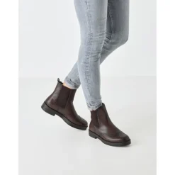 Tamaris 25338 chelsea støvle i mørkebrun skind med stikninger