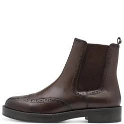 Tamaris 25338 chelsea støvle i mørkebrun skind med stikninger