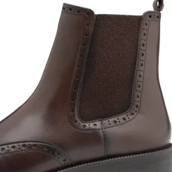 Tamaris 25338 chelsea støvle i mørkebrun skind med stikninger