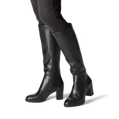 Tamaris 25542 langskaftet sort støvle med hæl