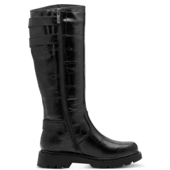 Tamaris 25623 langskaftet støvle i sort kroko