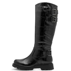 Tamaris 25623 langskaftet støvle i sort kroko