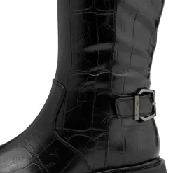 Tamaris 25623 langskaftet støvle i sort kroko