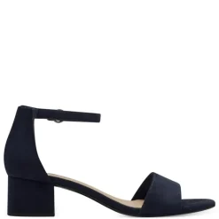 Tamaris 28201 sandal i blå tekstil med lille hæl